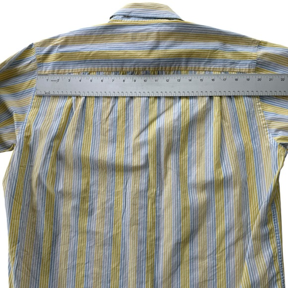 Vintage Nautica Button Down Shirt Blue Yellow Striped Oversized Preppy Cotton L - Picture 16 of 16